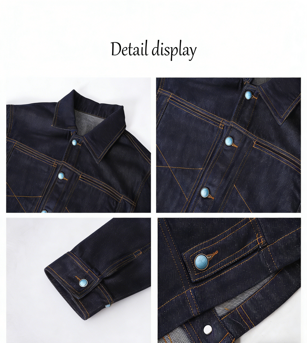 "Veste en Jean Rétro Western Séquence Turquoise"