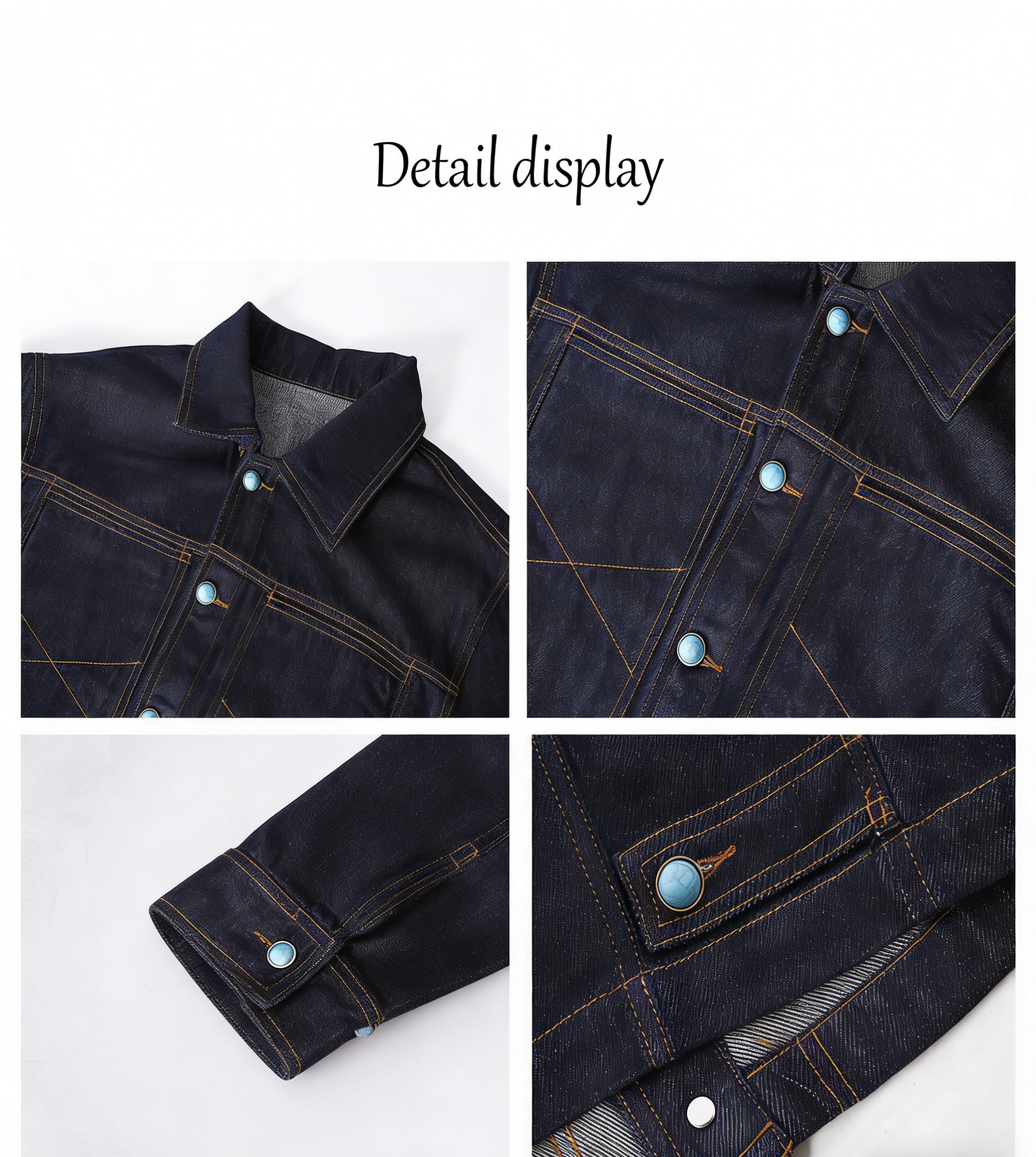 "Veste en Jean Rétro Western Séquence Turquoise"