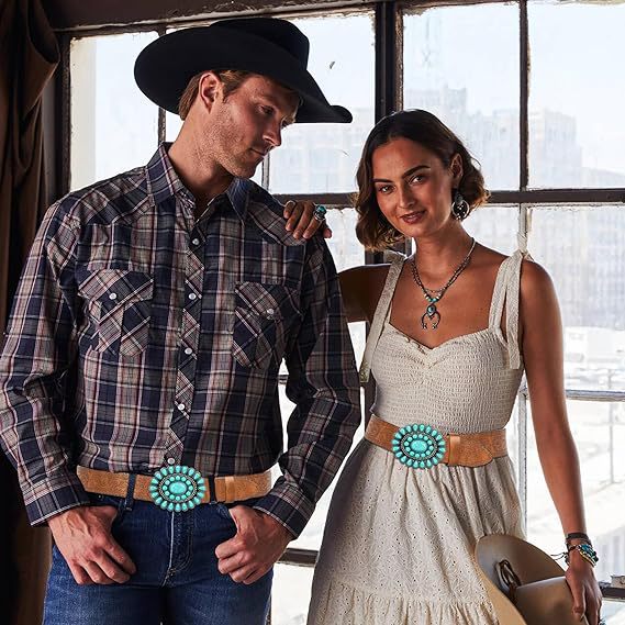Wilderness Turquoise Western Vintage Carved Belt