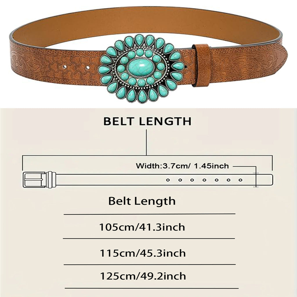 Wilderness Turquoise Western Vintage Carved Belt