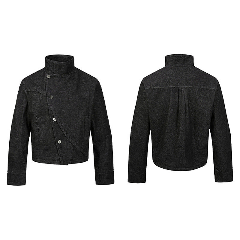 "Veste en jean déstructurée foncée - Séquence inclinée"