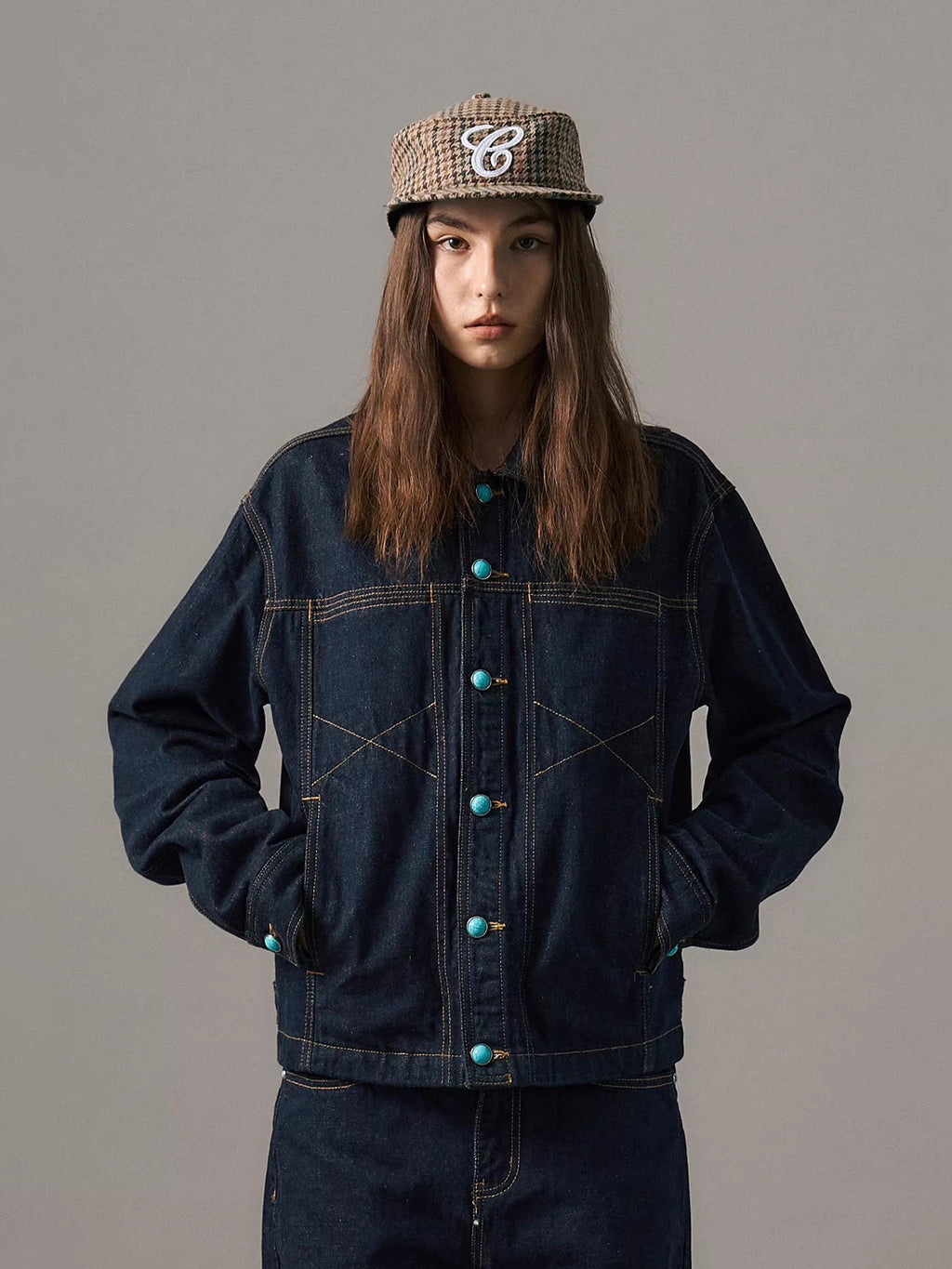 "Veste en Jean Rétro Western Séquence Turquoise"