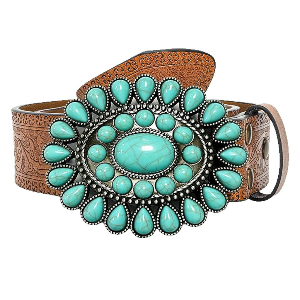 Wilderness Turquoise Western Vintage Carved Belt