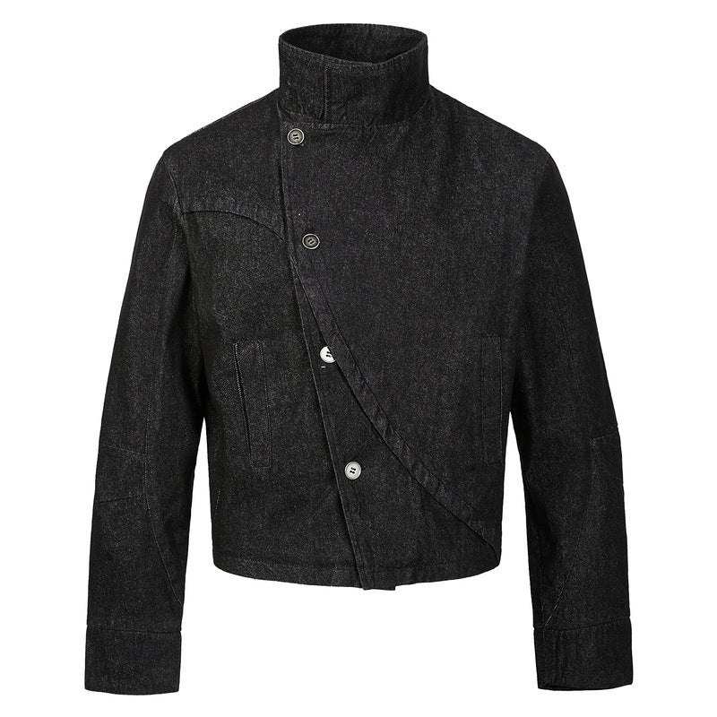 "Veste en jean déstructurée foncée - Séquence inclinée"