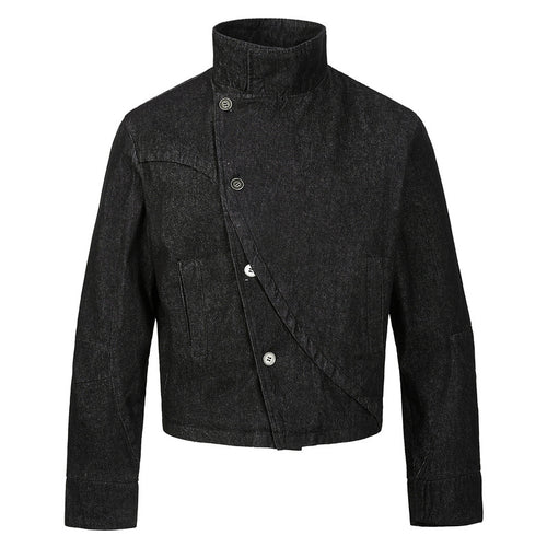 "Veste en jean déstructurée foncée - Séquence inclinée"